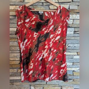 Worthington Red and Brown Blouse